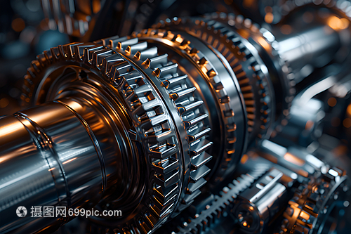 金屬齒輪機械的近景